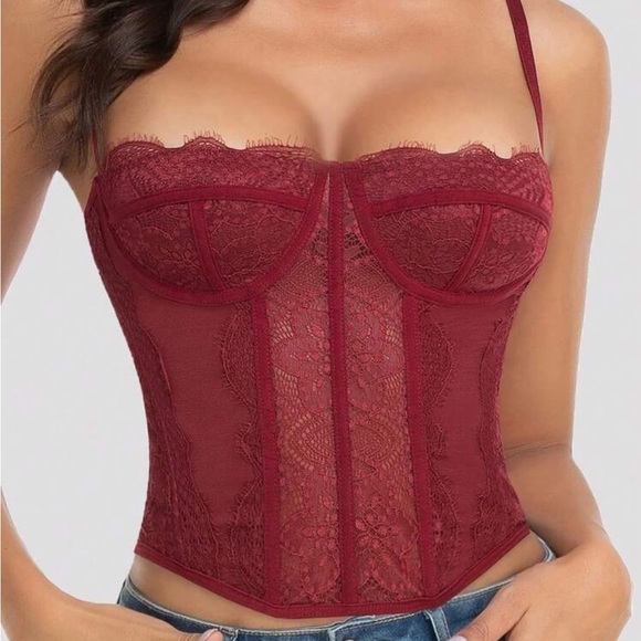 NEW SHEIN burgundy corset top - XS - Picture 1 of 3